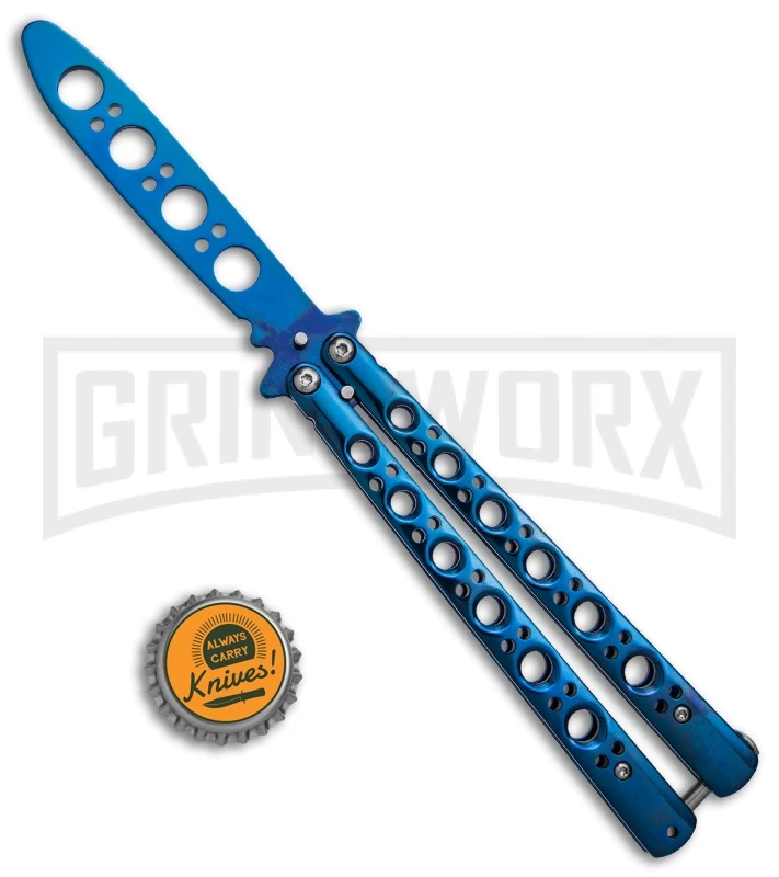 Blue Balisong Trainer Butterfly Knife - Blue Dull 6 Blue Balisong Trainer Butterfly Knife - Blue Dull - Image 4