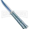 Blue Bone Balisong Drop Point Butterfly Knife - 2 Tone Plain -Kershaw Shop Blue Bone Balisong DP Butterfly TT Plain GX 37371 jr large