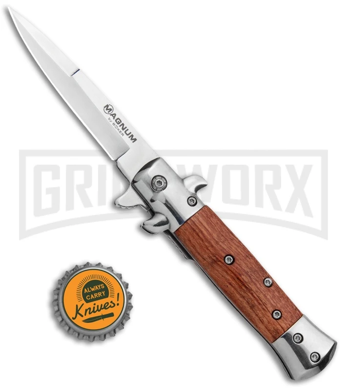 Boker Magnum Rosewood Italian Classic Small Spring Assisted Knife - Bayo Polish 6 Boker Magnum Rosewood Italian Classic Small Spring Assisted Knife - Bayo Polish - Image 4