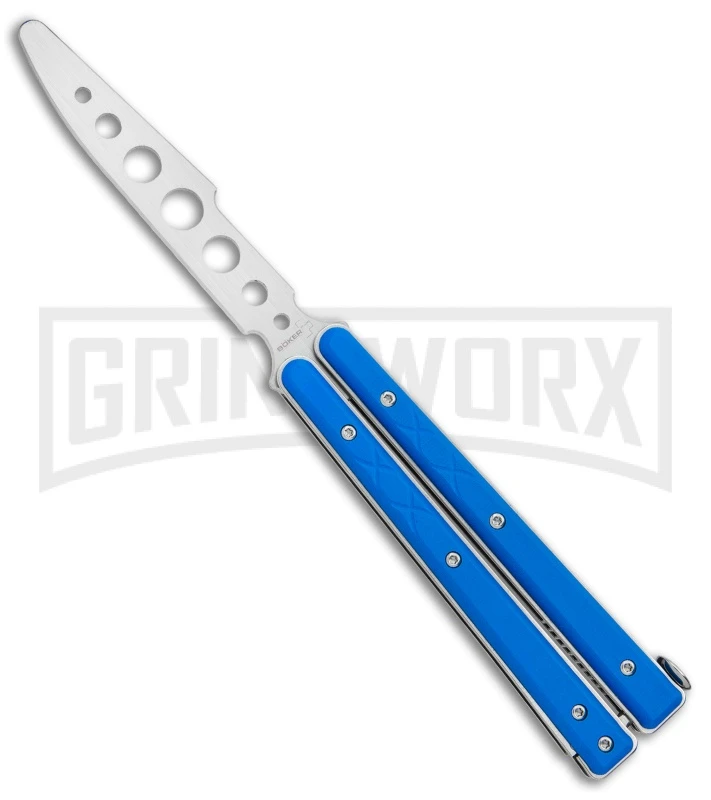 Boker Plus Mini Balisong Solid Blue Trainer Knife - Satin Dull 3 Boker Plus Mini Balisong Solid Blue Trainer Knife - Satin Dull