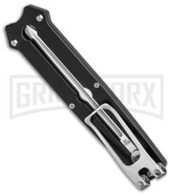 Boker Plus Slike Black OTF Manual Dagger Knife - Stonewash Plain -Kershaw Shop Boker Plus Slike Manual OTF Knife Black G10 2in SW BHQ 39166 td side large