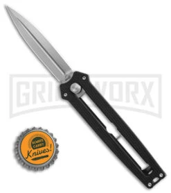 Boker Plus Slike Black OTF Manual Dagger Knife - Stonewash Plain -Kershaw Shop Boker Plus Slike Manual OTF Knife Black G10 2in SW BHQ 39166 td size large