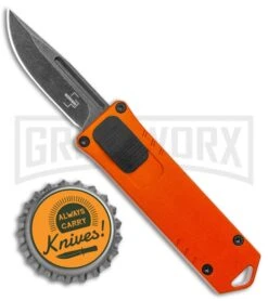 Boker Plus USB OTF Black Automatic Knife Aluminum - Orange SW Plain -Kershaw Shop Boker Plus USB OTF Auto Orange Aluminum Black SW BHQ 125997 jr bottlecap large