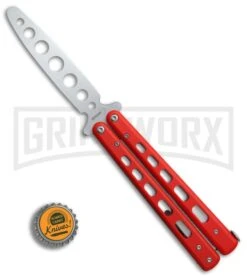 Boker Plus 01BO712 Red G-10 Balisong Trainer Butterfly Trainer - Satin -Kershaw Shop Boker Plus balisong trainer red G10 satin BHQ 76461 er bottlecap large