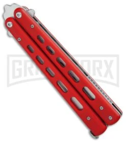 Boker Plus 01BO712 Red G-10 Balisong Trainer Butterfly Trainer - Satin -Kershaw Shop Boker Plus balisong trainer red G10 satin BHQ 76461 er spine large