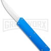 Boker USA Kwaiken OTF Automatic Knife Blue Aluminum (3.4" Satin) 06EX550 -Kershaw Shop Boker USA Kwaiken OTF Auto Blue Aluminum SW 06EX550 BHQ 115742 jr large