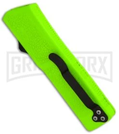 Bolt Zombie Green Biohazard D/A OTF Automatic Knife - Black Serr -Kershaw Shop Bolt Zombie Green Biohazard DA OTF Auto Black Serr GX 17283 jr side large