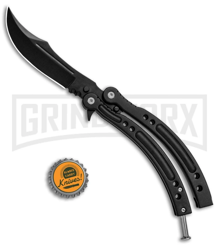 Andux CS Black Balisong Butterfly Knife W/ Black Inlays - Bowie Black Plain 6 Andux CS Black Balisong Butterfly Knife W/ Black Inlays - Bowie Black Plain - Image 4