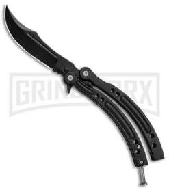 Andux CS Black Balisong Butterfly Knife W/ Black Inlays - Bowie Black Plain