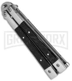 Noble Flipper Black Marble Balisong Butterfly Knife - Satin Plain -Kershaw Shop Butterfly Black Marble Inlay BHQ 81120 jr spine large