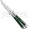 Noble Flipper Green Marble Balisong Butterfly Knife - Satin Plain