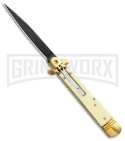 CKM 9.75" Slimline Sim Ivory Leverlock Automatic Knife - Black