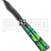 Chalkhill Balisong Black Butterfly Knife - Black/Green Dragon Handles