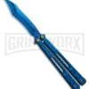 Chalkhill Balisong Black Butterfly Knife - Blue Tanto Skeletonized Handles