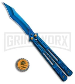 Chalkhill Balisong Black Butterfly Knife - Blue Tanto Skeletonized Handles -Kershaw Shop Chalkhill Balisong Blue Butterfly Knife Blue Plain GX 37645 td size large