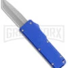 Chud Blue OTF Automatic Knife - Stonewash Tanto Plain -Kershaw Shop Chud Mini Blue OTF Auto Pocket Clip BB Tanto GX 38561 jr large
