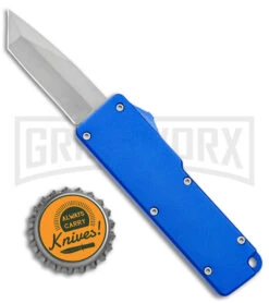 Chud Mini Blue OTF Automatic Knife - Blue Tanto Swedge SW -Kershaw Shop Chud Mini OTF DA Tanto Auto Blue Satin GX 38955 jr bottlecap large