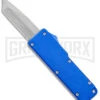 Chud Mini Blue OTF Automatic Knife - Blue Tanto Swedge SW -Kershaw Shop Chud Mini OTF DA Tanto Auto Blue Satin GX 38955 jr large