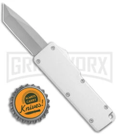 Chud Silver OTF Automatic Knife - Satin Tanto Plain -Kershaw Shop Chud Mini Silver OTF Auto Satin Tanto GX 38494 jr bottlecap large