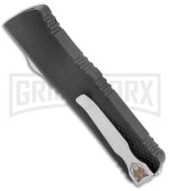 CobraTec Knives Mini Mamba OTF Knife Knurled Black D2 - Dagger Tanto Plain -Kershaw Shop CobraTec Knives Mini Mamba OTF Knurled Black D2 Dagger Tanto Satin GX 37481 jr side large