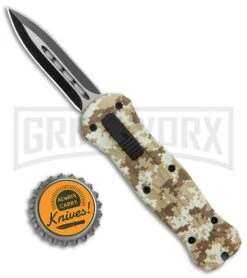 Coffin Blaster 2.0 Textured Tan Digi Camo DA/OTF Automatic - Two Tone Dagger -Kershaw Shop Coffin Blaster 2.0 Textured Tan Digi Camo DA OTF Auto TT Dagger GX 37880 jr bottlecap large