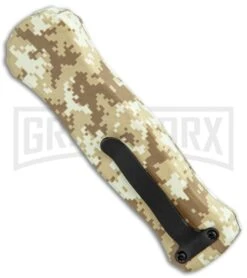 Coffin Blaster 2.0 Textured Tan Digi Camo DA/OTF Automatic - Two Tone Dagger -Kershaw Shop Coffin Blaster 2.0 Textured Tan Digi Camo DA OTF Auto TT Dagger GX 37880 jr side large