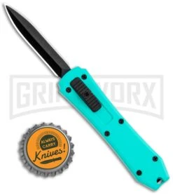Coffin Blaster Aqua Blue DA/OTF Automatic Knife - Black Plain -Kershaw Shop Coffin Blaster Aqua Blue DA OTF Auto Black Plain GX 35363 jr bottlecap large