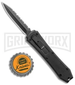 Coffin Blaster Black DA/OTF Automatic Dagger Knife - Black Serrated -Kershaw Shop Coffin Blaster Black DA OTF Auto Black Serr GX 36997 jr bottlecap large