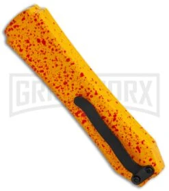 Coffin Blaster Orange/Splatter DA/OTF Automatic Knife - Black Dagger -Kershaw Shop Coffin Blaster Orange Splatter DA OTF Auto Black Dagger GX 37881 jr side large
