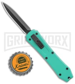 Coffin Blaster Robin Egg Blue DA/OTF Automatic Knife - Black Plain -Kershaw Shop Coffin Blaster Robin Egg Blue DA OTF Auto Black Plain GX 37836 jr bottlecap large