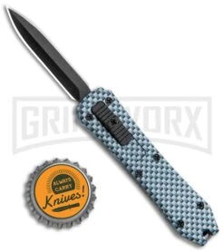 Coffin Blaster Extreme Sim Carbon Fiber DA/OTF Automatic Knife - Plain Black -Kershaw Shop Coffin Blaster Sim CF DA OTF Auto Black Plain GX 35362 jr bottlecap large