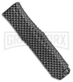 Mini Marvel Sim. Carbon Fiber HL OTF Automatic Knife - Black Tanto Blade -Kershaw Shop Coffin Blaster Sim CF DA OTF Auto Tanto Black GX 33815 jr side large