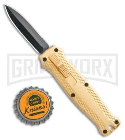 Coffin Blaster 2.0 Textured Gold DA/OTF Automatic Knife - Black Plain -Kershaw Shop Coffin Blaster Textured Gold DA OTF Auto Black GX 34912 jr bottlecap large