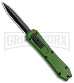 Coffin Blaster Green DA/OTF Automatic Knife - Black Plain