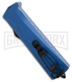 Daggerr Knives Koschei Blue Aluminum Double Action OTF Knife - Black Plain -Kershaw Shop Daggerr Knives Koschei Double Action OTF Knife Blue Aluminum 3in Black BHQ 182322 td side large