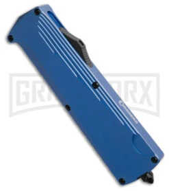 Daggerr Knives Koschei Blue Aluminum Double Action OTF Knife - Black Plain -Kershaw Shop Daggerr Knives Koschei Double Action OTF Knife Blue Aluminum 3in Black BHQ 182322 td spine large