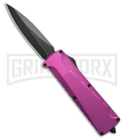 Daggerr Knives Koschei Purple Aluminum Double Action OTF Knife - Black Plain