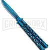 Chalkhill Balisong Blue Butterfly Knife - Blue Plain -Kershaw Shop Deepak Special Blue Balisong Butterfly Blue Plain BK2BL BHQ 89898 jr large
