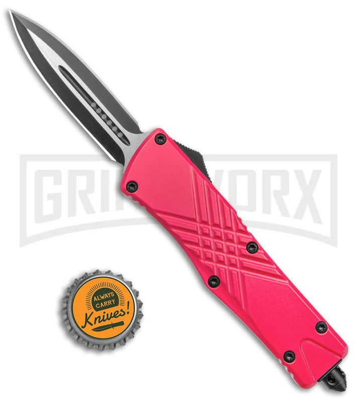 Demolisher OTF Automatic Knife Clip Point Pink - Two Tone Plain 6 Demolisher OTF Automatic Knife Clip Point Pink - Two Tone Plain - Image 4