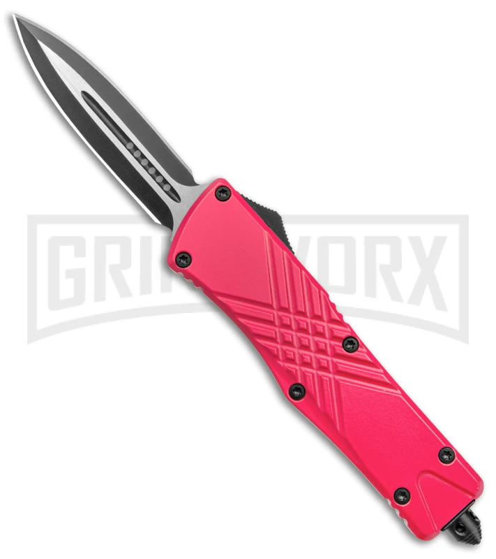 Demolisher OTF Automatic Knife Clip Point Pink - Two Tone Plain 3 Demolisher OTF Automatic Knife Clip Point Pink - Two Tone Plain
