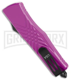 Demolisher OTF Automatic Knife Clip Point Purple - Two Tone Plain -Kershaw Shop Demolisher OTF Auto Dagger Purple TT GX 40642 jr side large