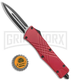 Demolisher OTF Automatic Knife Clip Point Red - Two Tone Plain -Kershaw Shop Demolisher OTF Auto Dagger Red TT GX 40643 jr bottlecap large