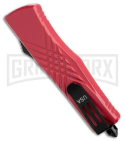 Demolisher OTF Automatic Knife Clip Point Red - Two Tone Plain -Kershaw Shop Demolisher OTF Auto Dagger Red TT GX 40643 jr side large