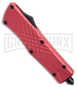 Demolisher OTF Automatic Knife Clip Point Red - Two Tone Plain -Kershaw Shop Demolisher OTF Auto Dagger Red TT GX 40643 jr spine large