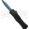 Edgeworks Carbon Fiber OTF Auto Knife Dagger - Blue Damascus Finish) -Kershaw Shop Edgeworks Carbon Fiber OTF Auto Knife Dagger 3in Blue Damascus GX 42360 td large