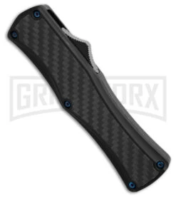 Edgeworks Carbon Fiber OTF Auto Knife Dagger - Blue Damascus Finish) -Kershaw Shop Edgeworks Carbon Fiber OTF Auto Knife Dagger 3in Blue Damascus GX 42360 td spine large