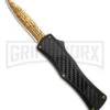 Edgeworks Carbon Fiber OTF Auto Knife Dagger - Gold Damascus Finish) -Kershaw Shop Edgeworks Carbon Fiber OTF Auto Knife Dagger 3in Gold Damascus GX 42361 td large