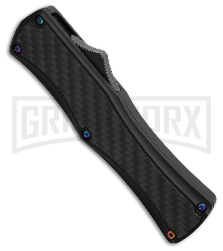 Edgeworks Carbon Fiber OTF Auto Knife Dagger - Rainbow Damascus Finish) 4 Edgeworks Carbon Fiber OTF Auto Knife Dagger - Rainbow Damascus Finish) - Image 2