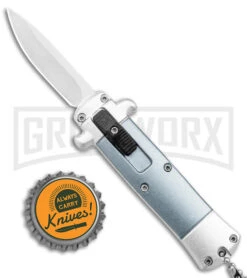 Enzo OTF Gray Automatic Keychain Knife - Satin Spear Point Plain -Kershaw Shop Enzo OTF Gray Auto Keychain Satin SP GX 38958 jr bottlecap large