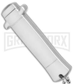 Enzo OTF Gray Automatic Keychain Knife - Satin Spear Point Plain -Kershaw Shop Enzo OTF Gray Auto Keychain Satin SP GX 38958 jr side large